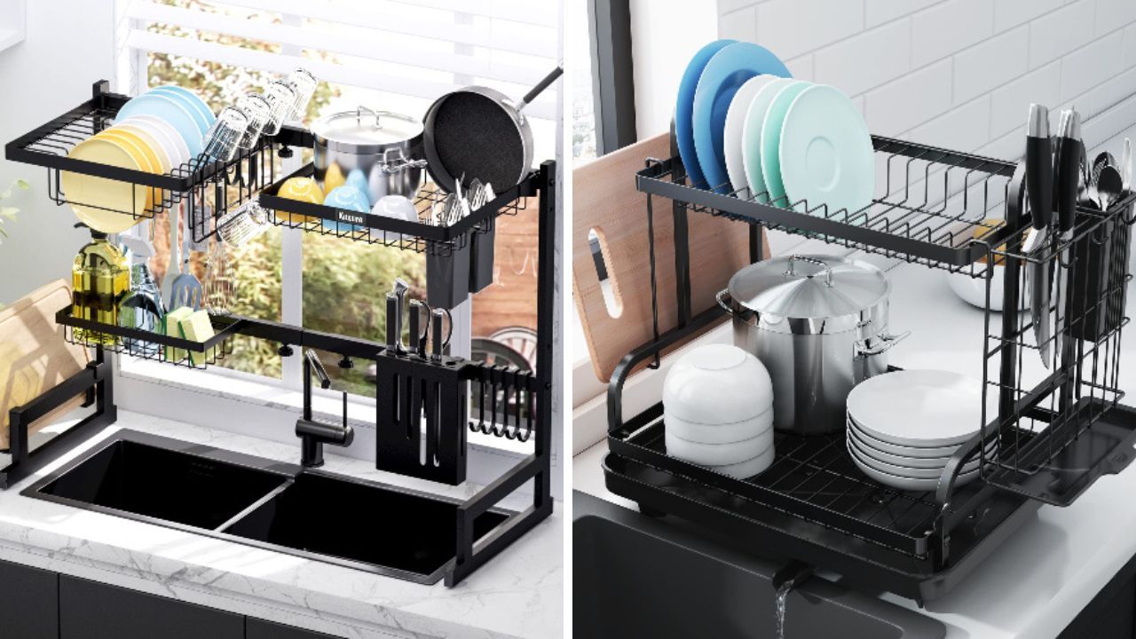 Kitsure Dish Drying Rack in Sink - Dual-Use Dish Rack for Countertops